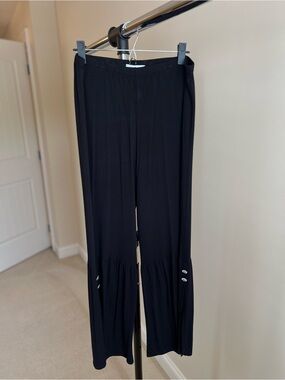 Inside Out Black Wide-Leg with Embellishment Tiered Pants